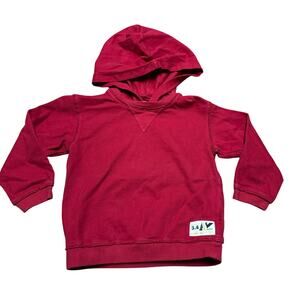 Armani Junior Toddler Boys Red Hoodie Sweatshirt Size 2A Made in Italy Cotton